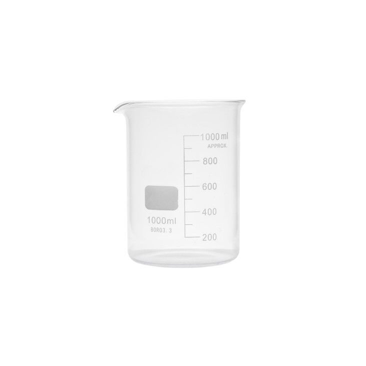 beher1000ml.jpg Cam Beher Kısa Form 1000 ml – Isıya Dayanıklı Laboratuvar Beheri - Görsel 1