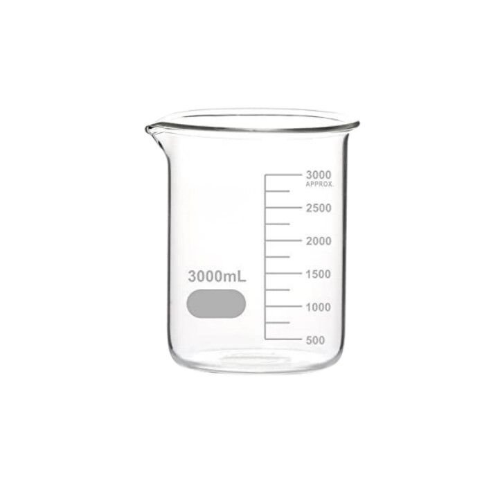 beher3000ml.jpg Cam Beher Kısa Form 3000 ml – Isıya Dayanıklı Laboratuvar Beheri - Görsel 1