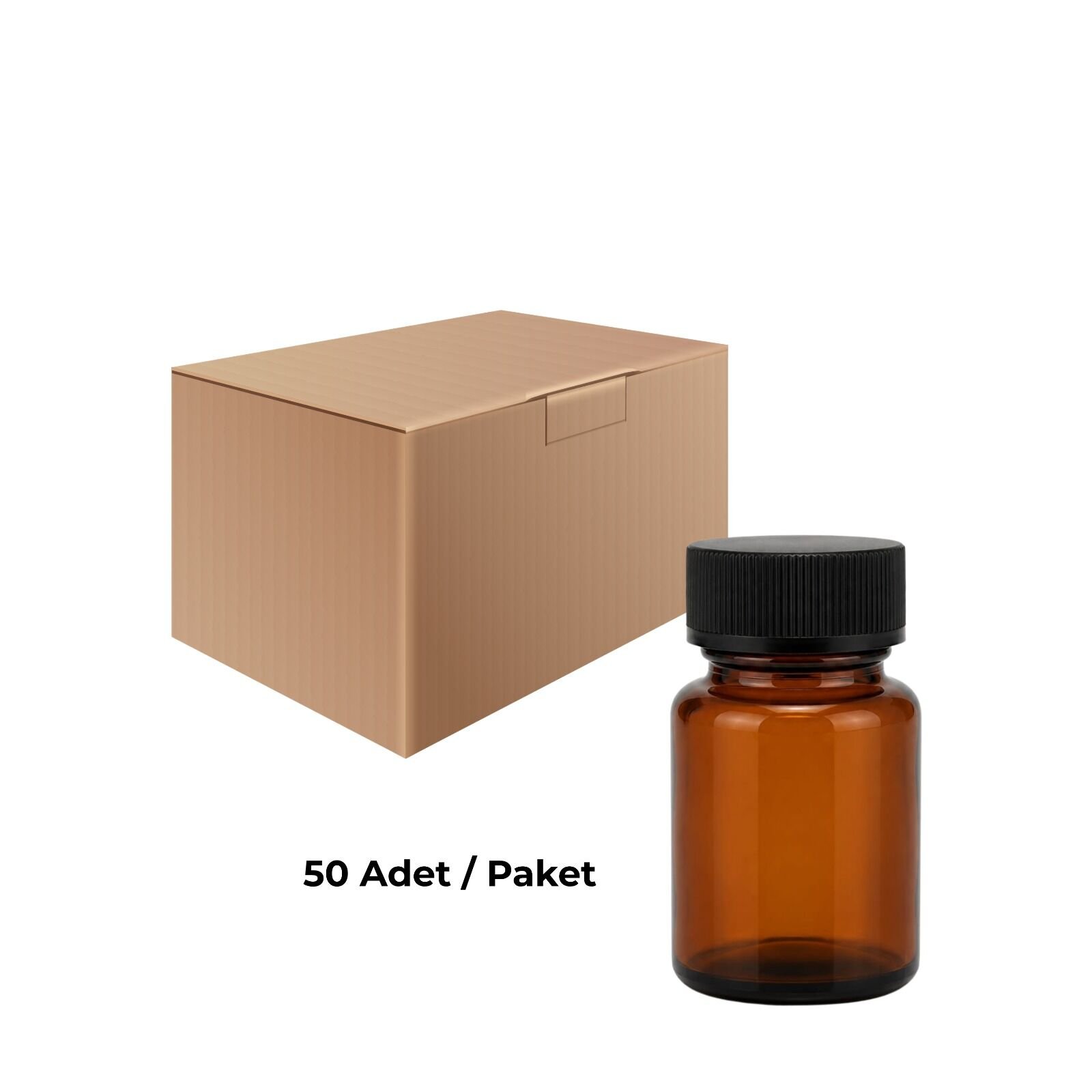 cam-amber-sise-genis-agiz-50-ml-siyah-kapakli-tablet-sise-50-adet.jpeg Cam Amber Şişe Geniş Ağız 50 ml - Siyah Kapaklı Tablet Şişe 50 Adet - Görsel 1