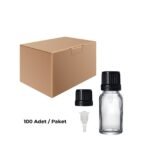 Cam Damlalıklı Ecza Şişe 10 ml Şeffaf - Plastik Siyah Kilitli Kapak 100 Adet
