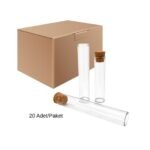 Cam Deney Tüpü 100X20 mm - Dibi Düz 25 ml Mantar Tıpalı 20 Adet