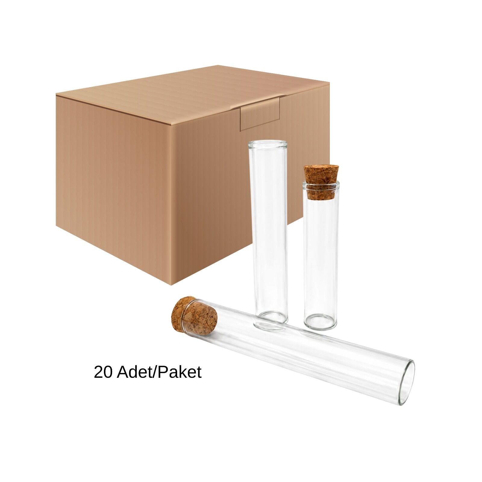 cam-deney-tupu.jpeg Cam Deney Tüpü 100X20 mm - Dibi Düz 25 ml Mantar Tıpalı 20 Adet - Görsel 1