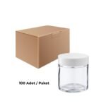 Cam Krem Kavanozu 100 ml - Beyaz Sızdırmaz Kapaklı Şişe 100 cc 100 Adet