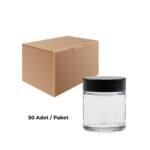 Cam Krem Kavanozu 100 ml - Siyah Sızdırmaz Kapaklı Şişe 100 cc 50 Adet