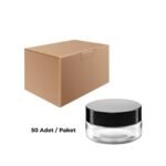 Cam Krem Kavanozu 50 ml - Siyah Sızdırmaz Kapaklı Şişe 50 cc 50 Adet