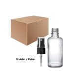 Cam Şeffaf Sprey Şişe 100 ml - Siyah Sprey Başlık 10 Adet