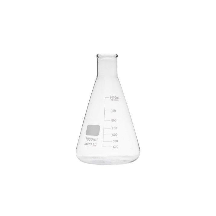 darboyun-1000ml.jpg Cam Erlen Dar Boyun 1000 ml – Isıya Dayanıklı Laboratuvar Erleni - Görsel 1