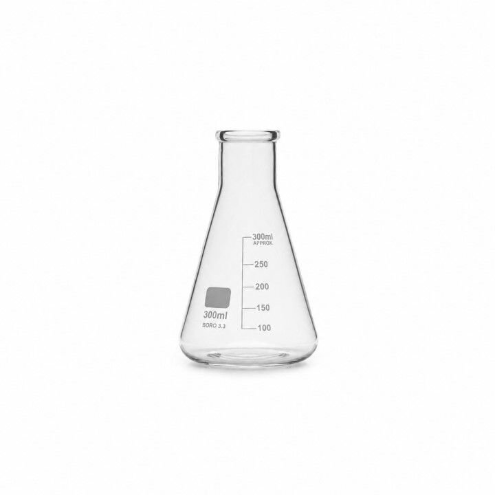 darboyun-300ml.jpg Cam Erlen Dar Boyun 300 ml – Isıya Dayanıklı Laboratuvar Erleni - Görsel 1
