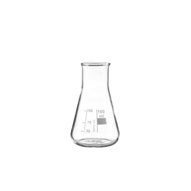 genisboyun-100ml.jpg Cam Erlen Geniş Boyun 100 ml – Isıya Dayanıklı Laboratuvar Erleni - Görsel 1