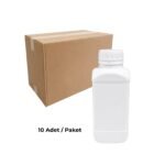 Numune Şişe 1000 ml 10 Adet Kare Beyaz Plastik 50mm Kilitli Kapak Yüksek Kalite HDPE