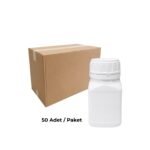 Plastik Kare Şişe 250 ml - Beyaz Kilitli Kapaklı Numune Şişe 50 Adet