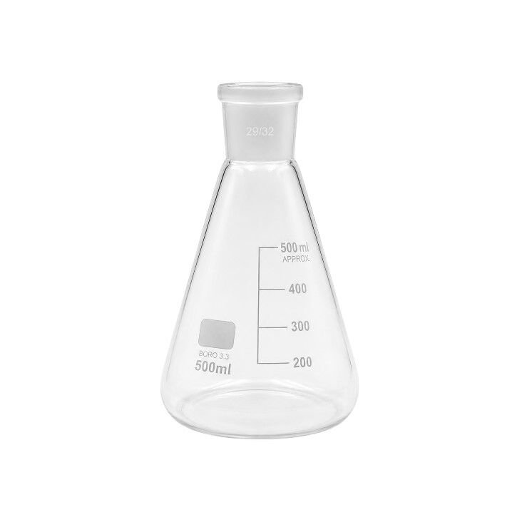 sirifli-500ml.jpg Cam Erlen 29/32 Şilifli 500ml – Isıya Dayanıklı Laboratuvar Erleni - Görsel 1