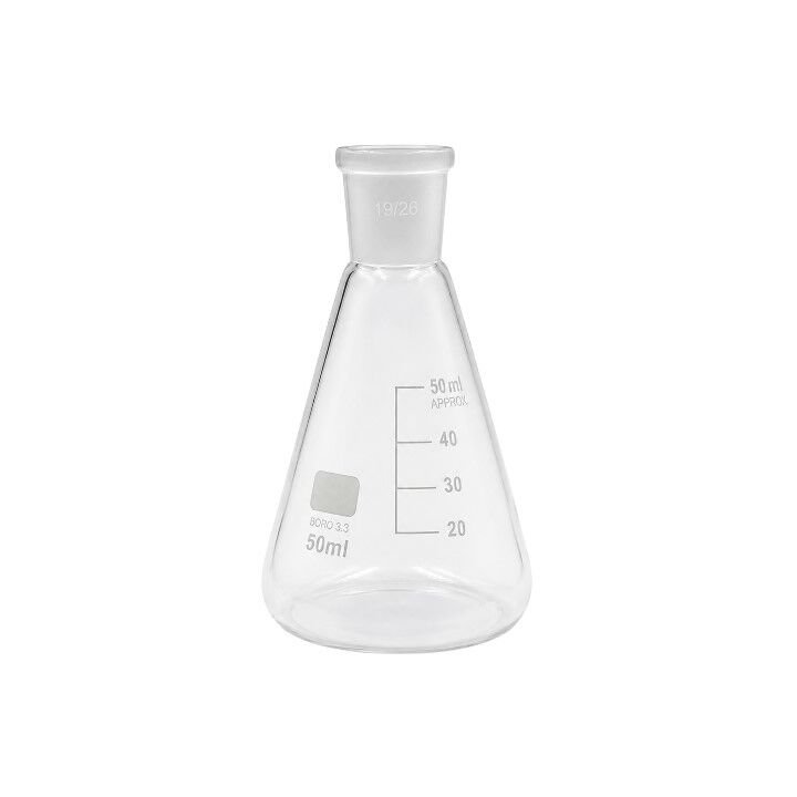 sirifli-50ml.jpg Cam Erlen 19/26 Şilifli 50ml – Isıya Dayanıklı Laboratuvar Erleni - Görsel 1