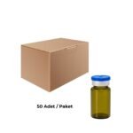 Cam Amber Şişe 10 ml - Dibi Düz  ND20 Crimp Kapaklı Tıpalı Vial 50 Adet