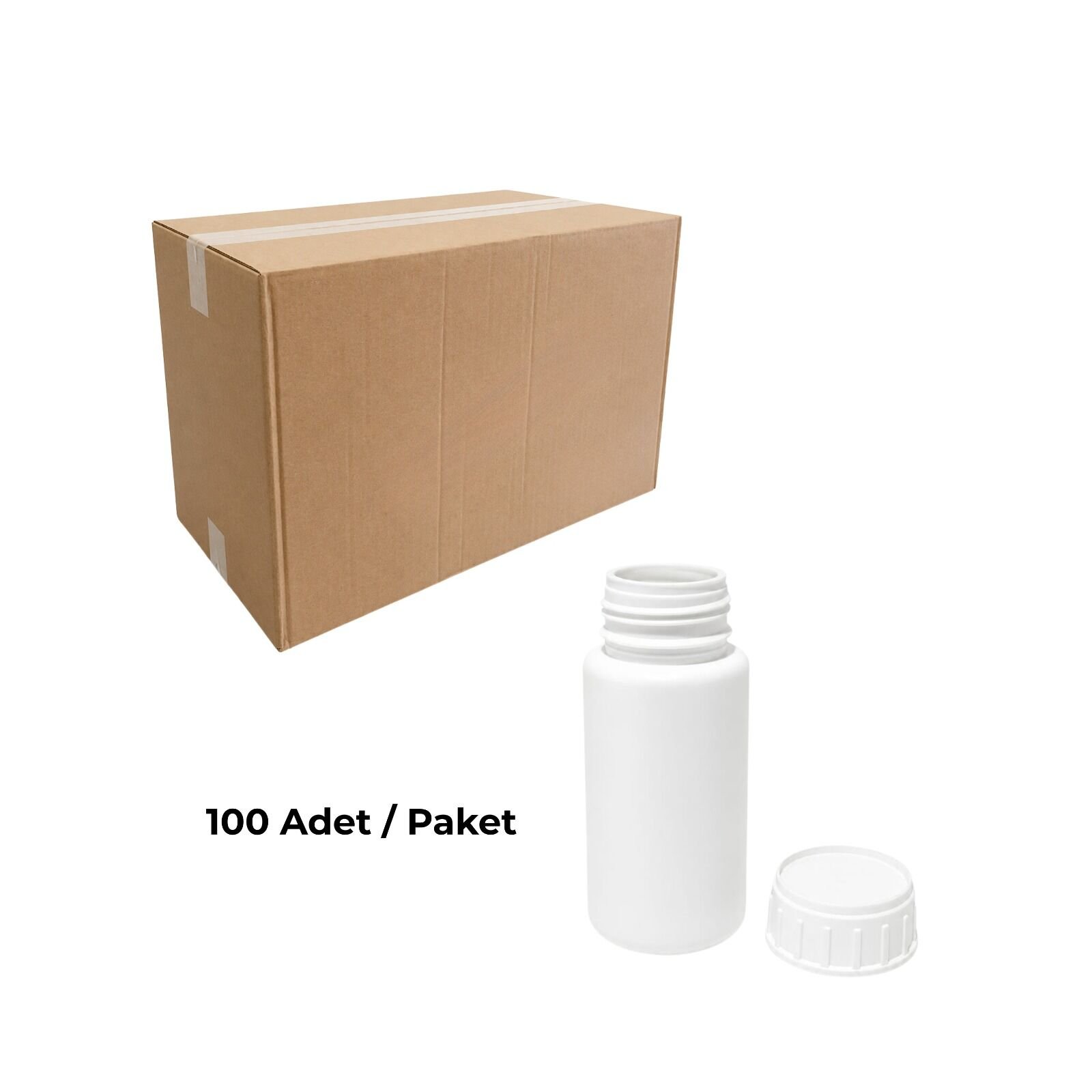 whatsapp-image-2026-07-14-at-12-17-01.jpeg Plastik Yuvarlak Şişe 100 ml - Beyaz Kilitsiz Kapaklı Numune Şişe 100 Adet - Görsel 1
